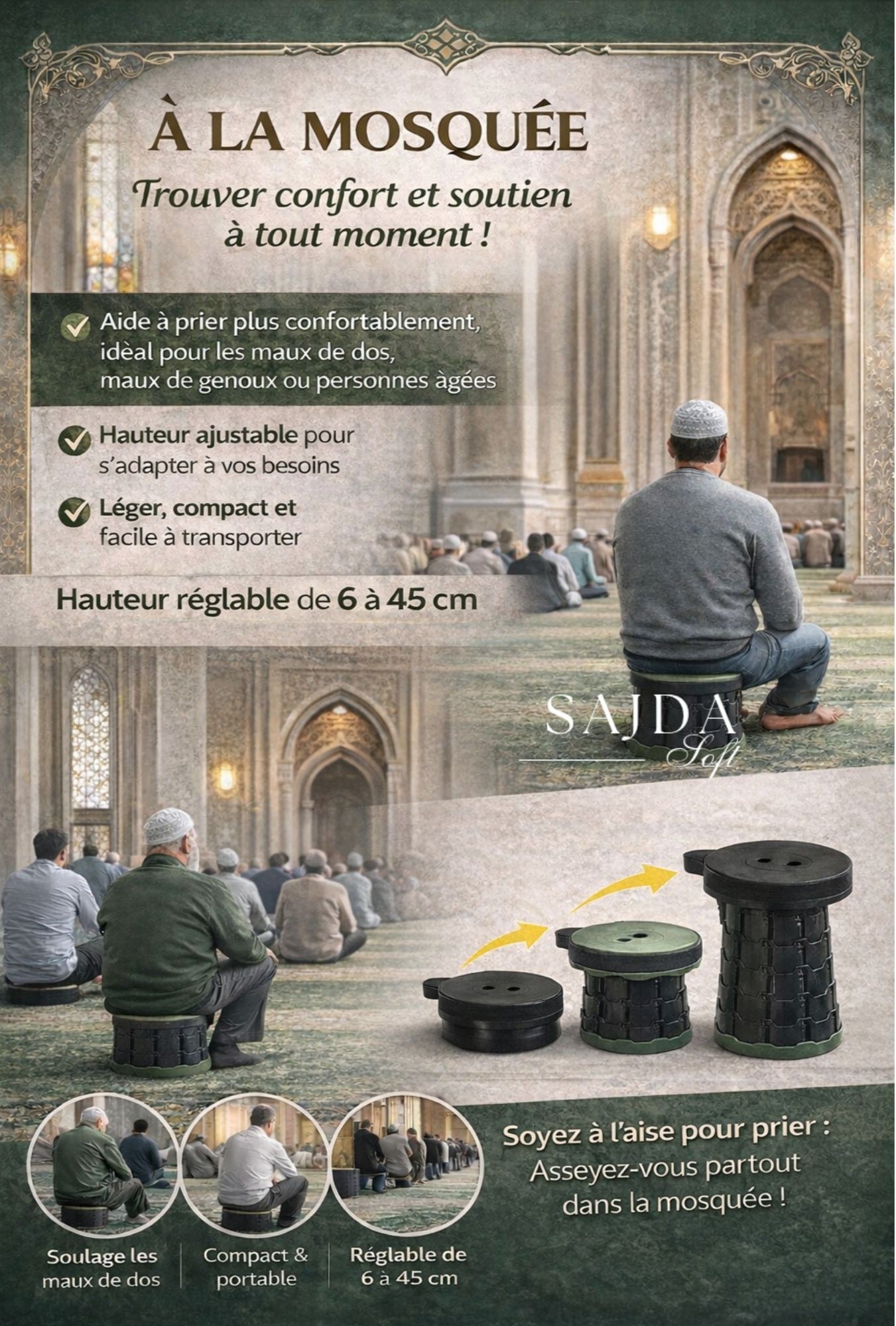 Tabouret portable & extensible