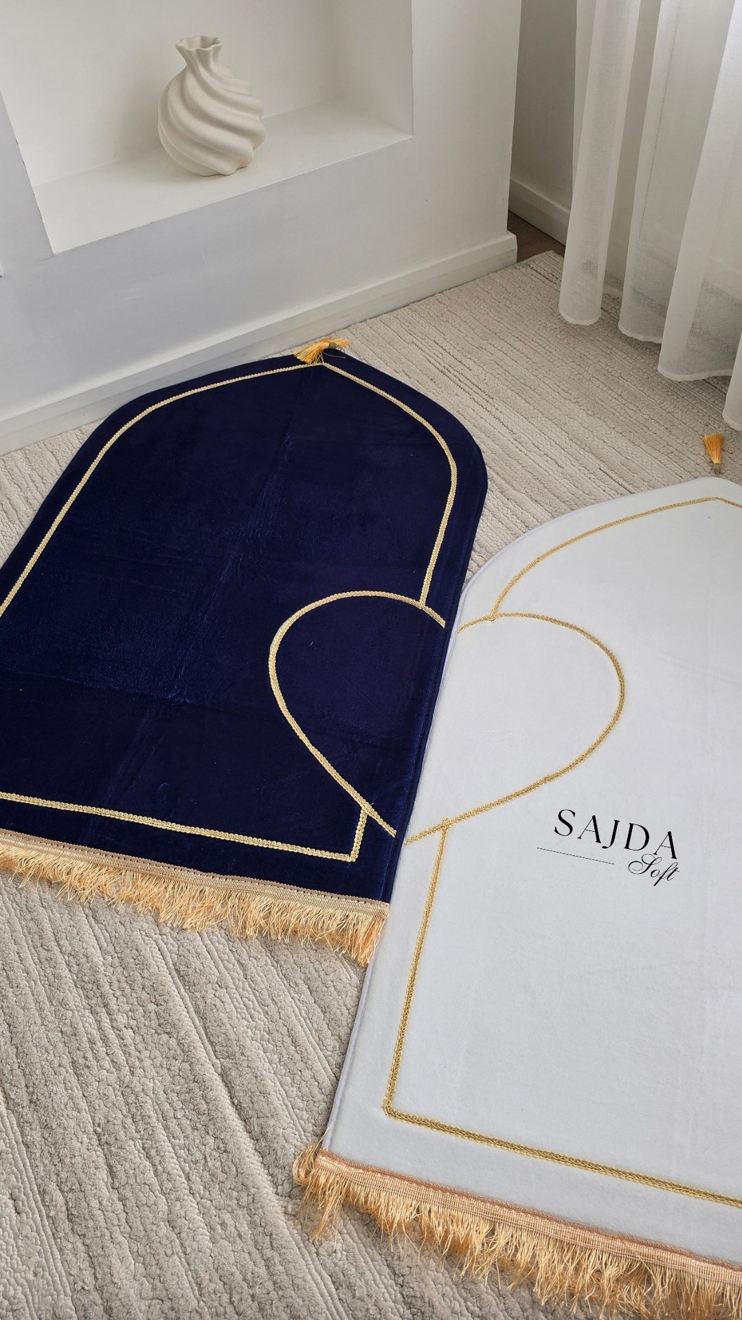 Tapis de prière duo pour couple – Design cœur unique