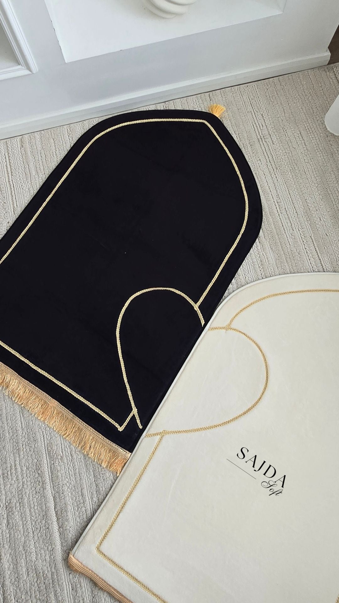 Tapis de prière duo pour couple – Design cœur unique