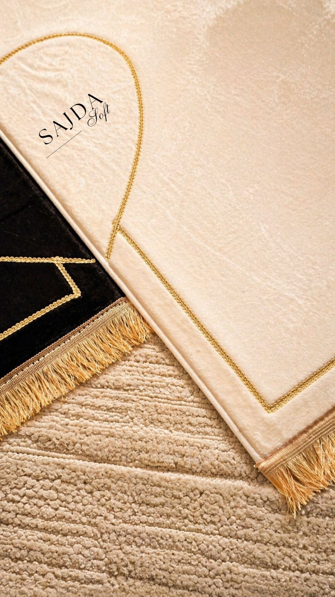 Tapis de prière duo pour couple – Design cœur unique