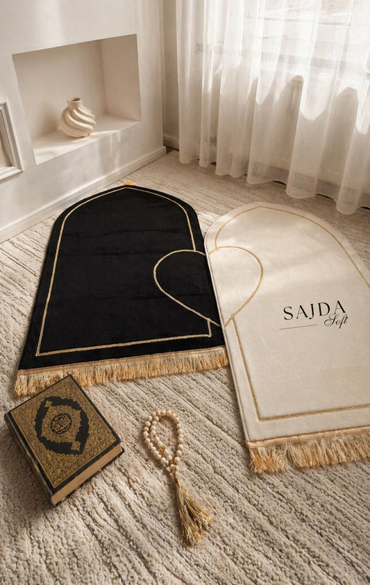 Tapis de prière duo pour couple – Design cœur unique